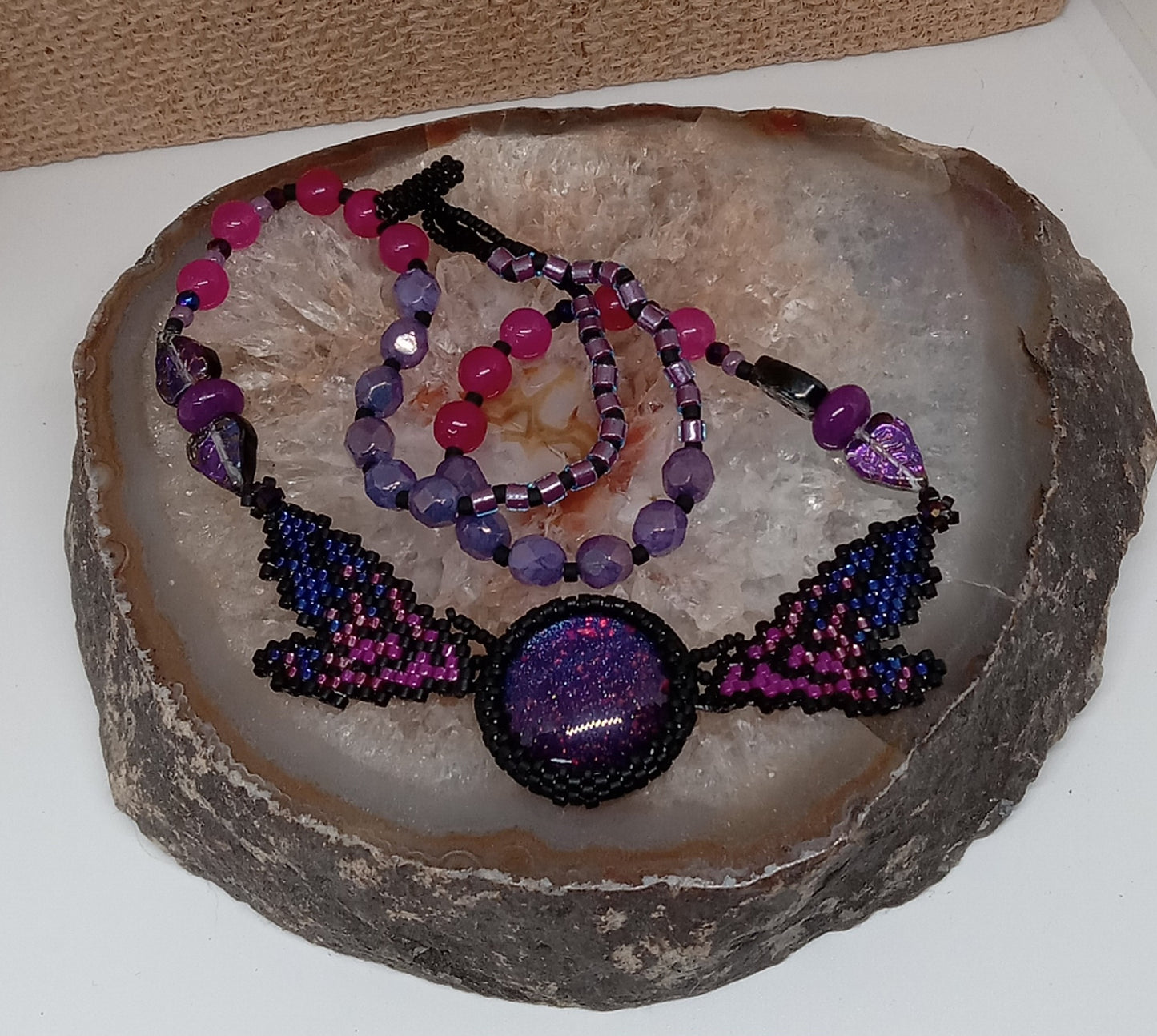 Fairy Flutter necklace (purple/hot pink)