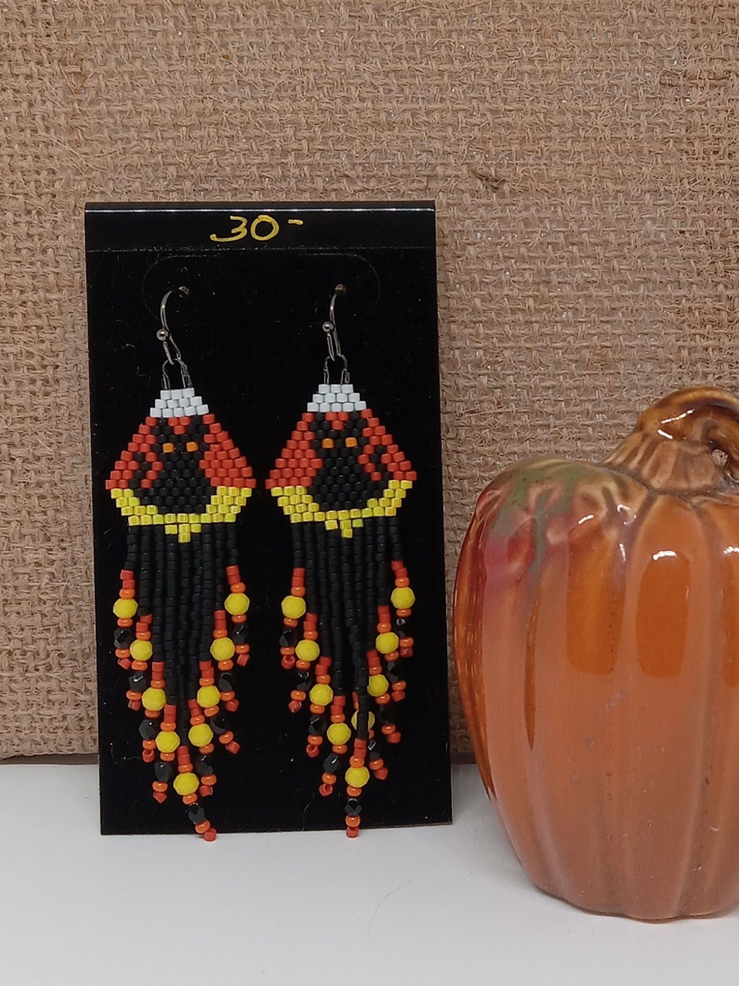 Candycorn kitties fringe earrings