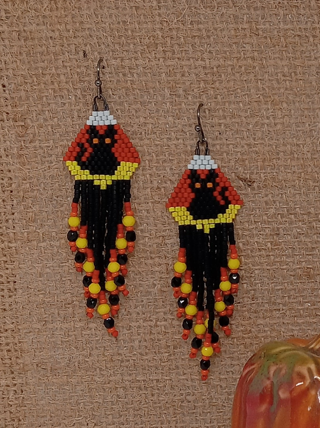 Candycorn kitties fringe earrings