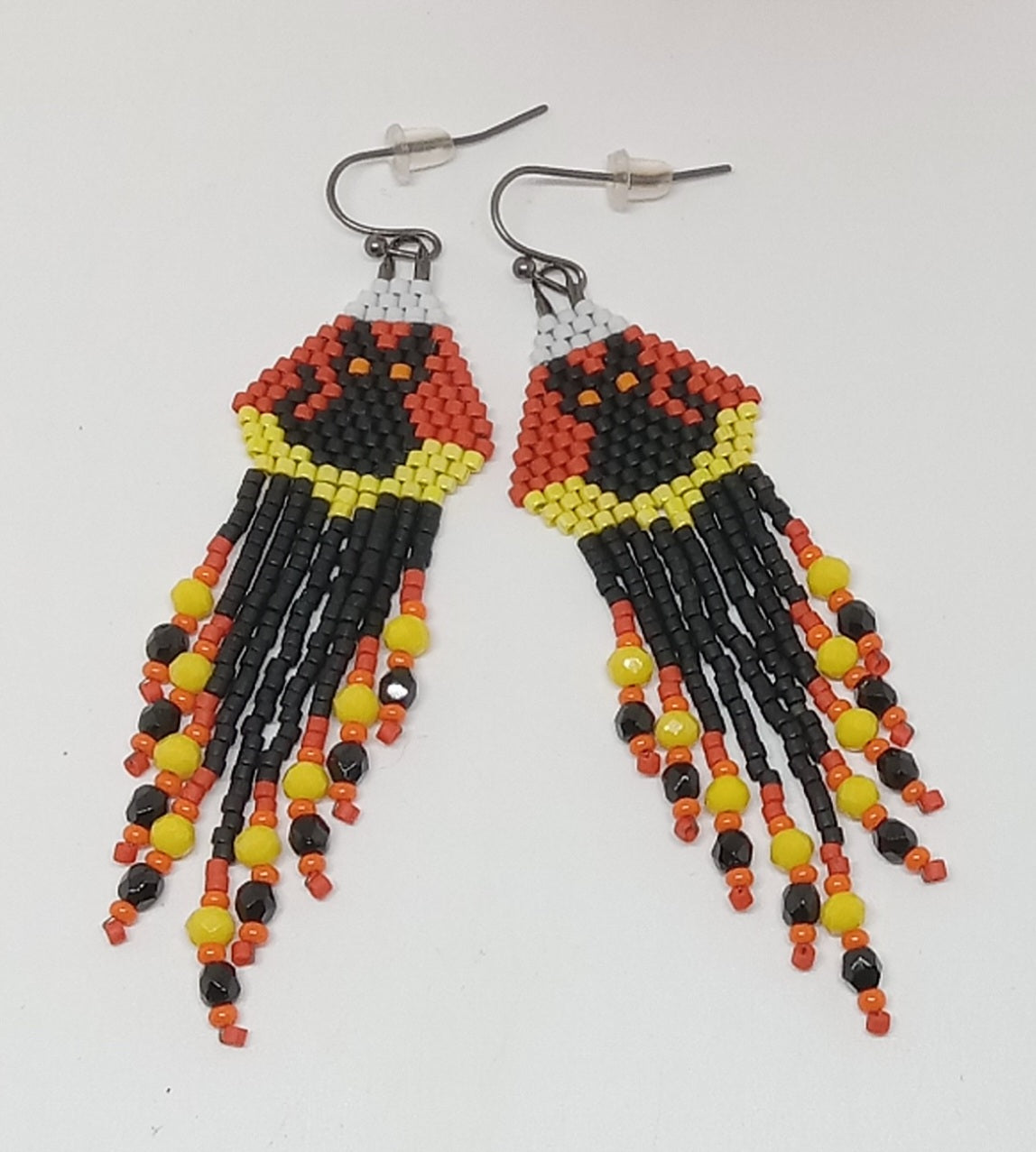 Candycorn kitties fringe earrings