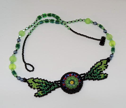 Fairy Flutter Necklace (green photo cab)