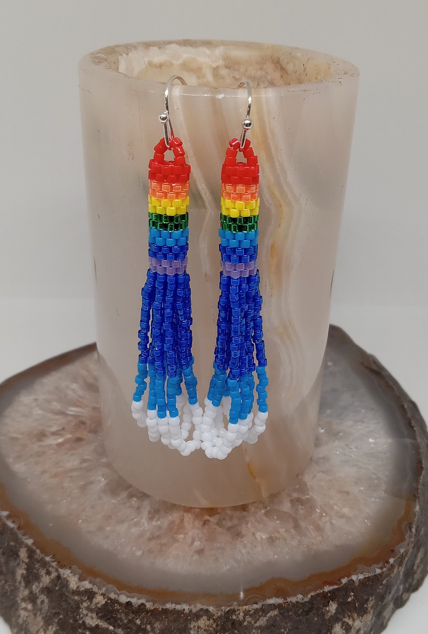 Tubular Loop Fringe Earrings RAINBOW