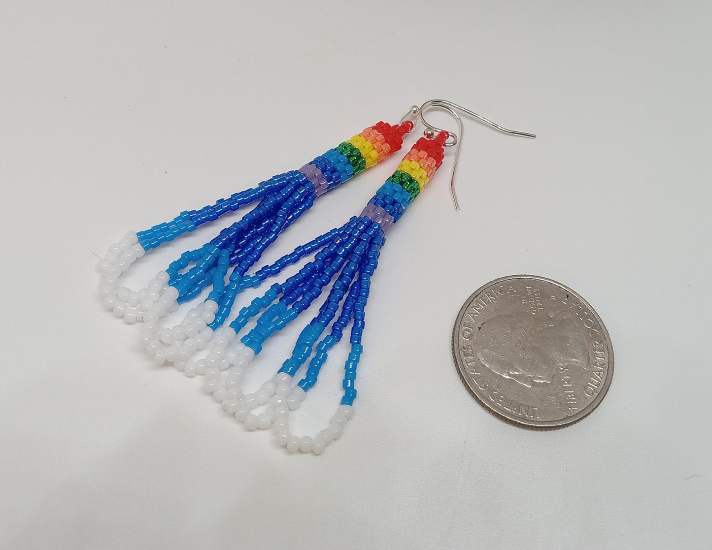 Tubular Loop Fringe Earrings RAINBOW