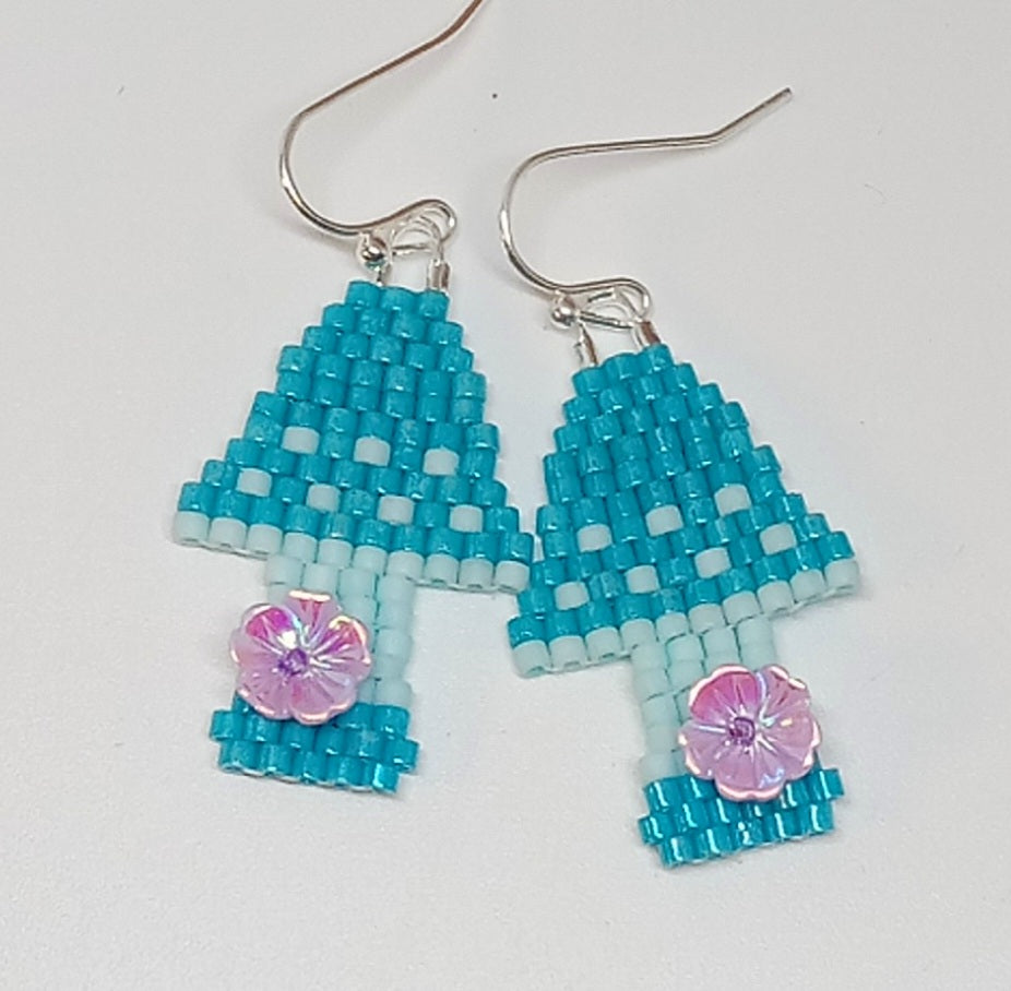 Mushroom Earrings AQUA