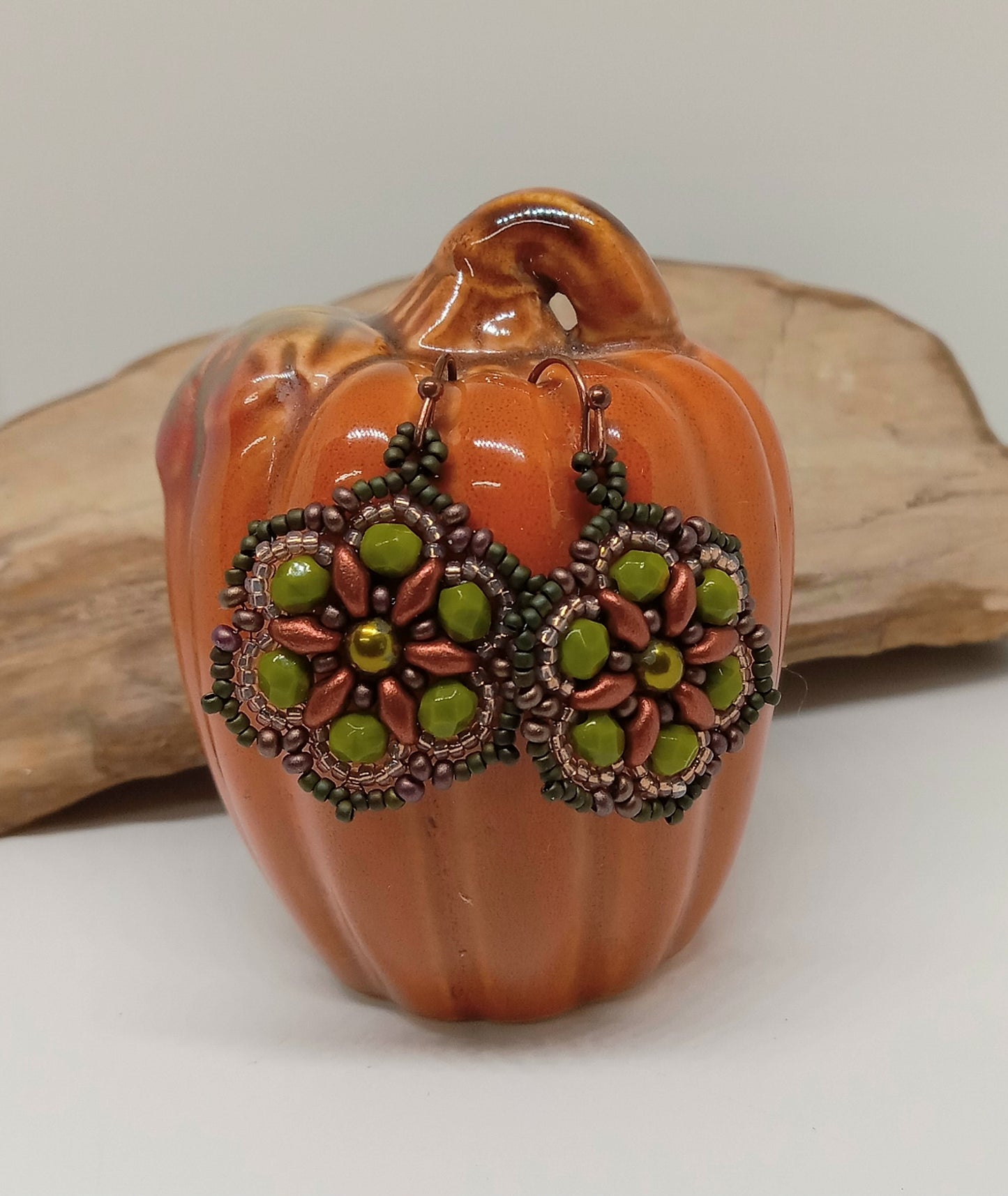 Mandala Czech bead earrings