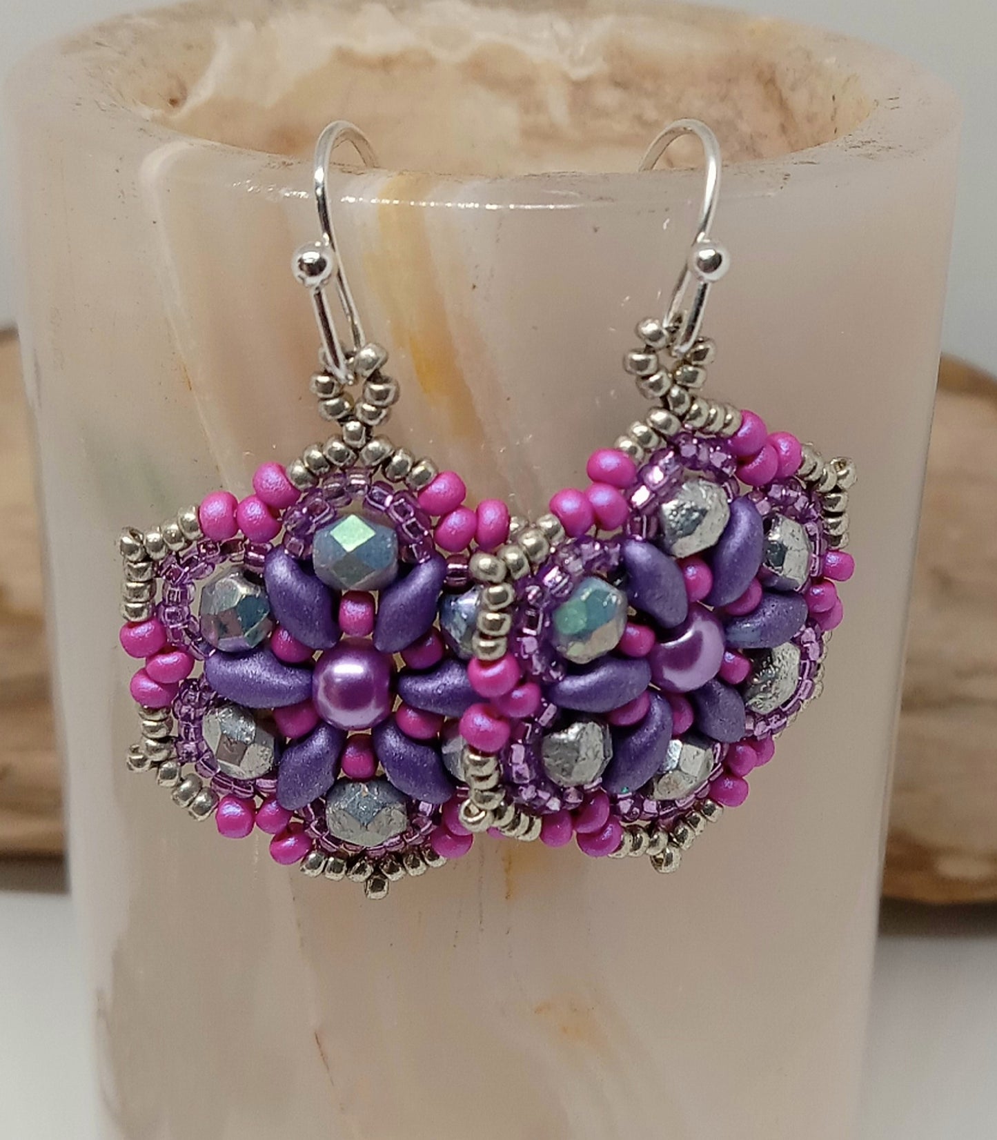 Mandala Czech bead earrings