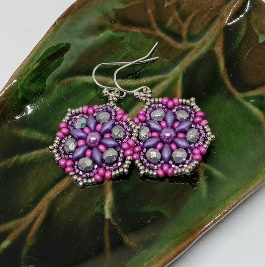 Mandala Czech bead earrings