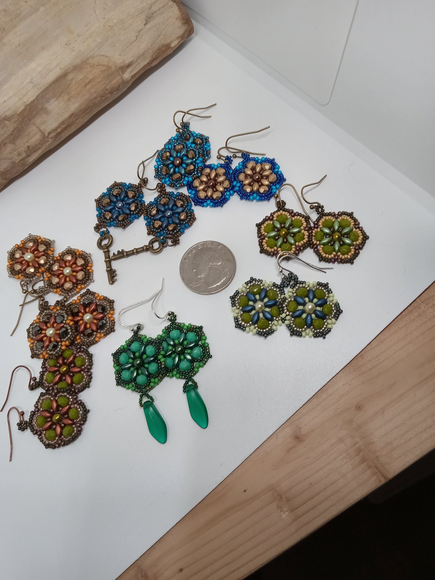 Mandala Czech bead earrings