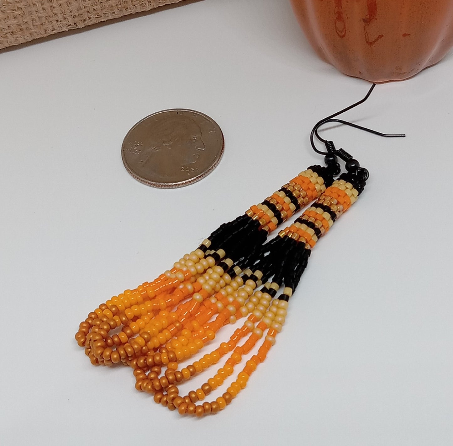 Peyote tube loop fringe earrings