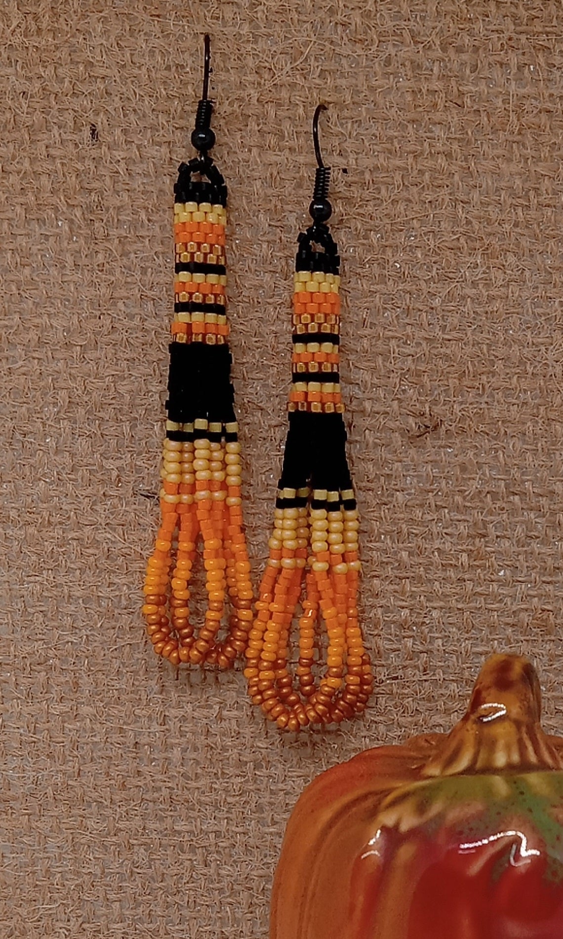 Peyote tube loop fringe earrings