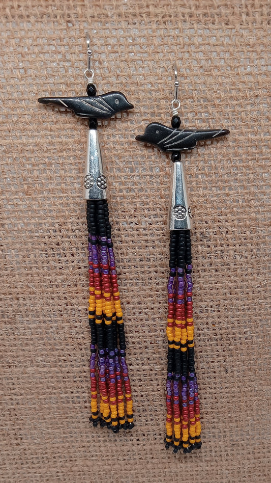 Crow fringe earrings