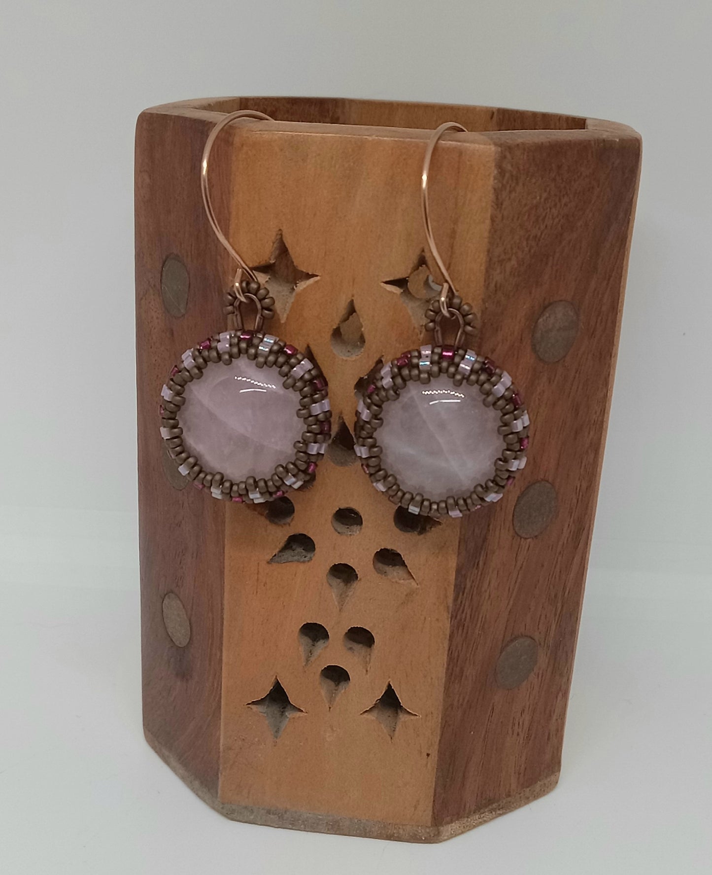 Rose Quartz beaded earrings